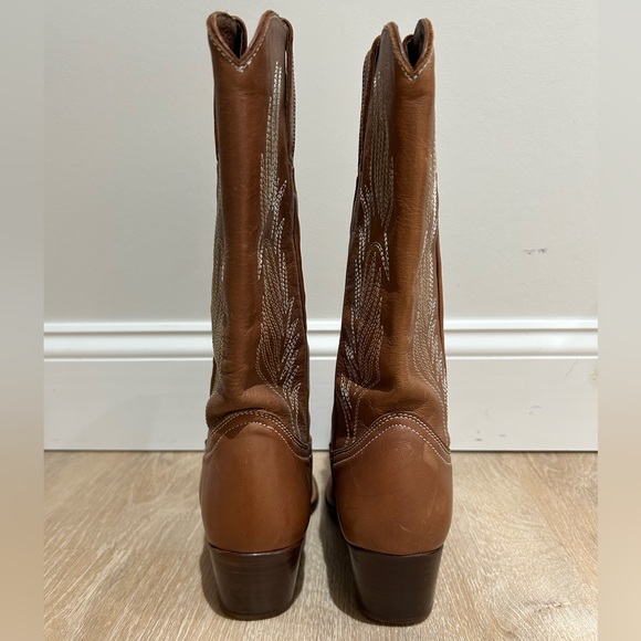 Steve Madden Leather Brown Heeled Boots Western Boho Winter Women's Size 7 - Picture 4 of 9